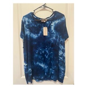 Philosophy Blue Tie-Dye V-Neck Top